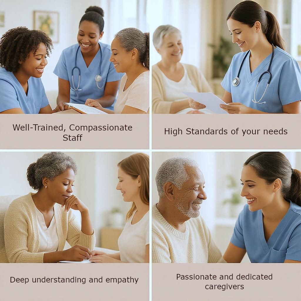 A caregiver and patient sharing a happy moment